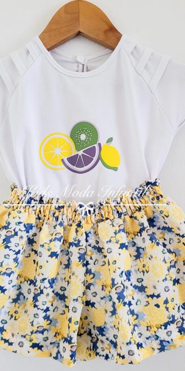 Conjunto niña camiseta limones y short Vera Moda Infantil