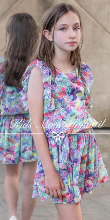 Vestido niña estampado de colores con goma en cintura Vera Moda Infantil [0]