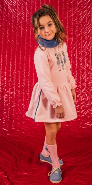 Vestido niña felpa rosa Vera Moda Infantil colección Chispa