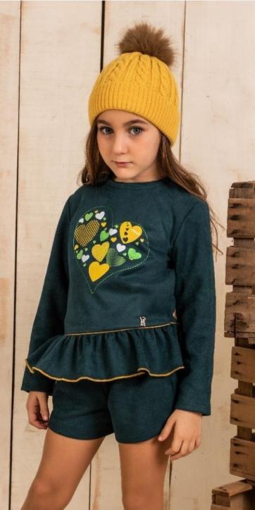 Conjunto niña sudadera antelina y short verde Vera Moda Infantil colección Tobi [1]