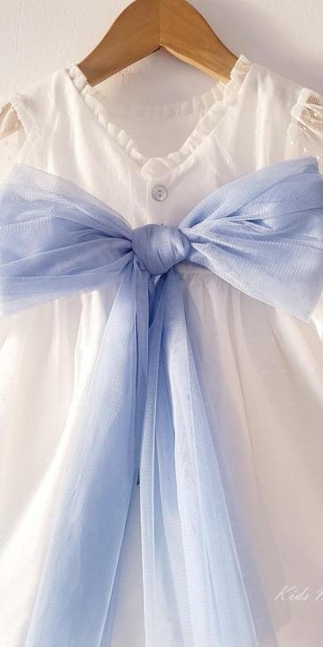Vestido ceremonia bebe tul topo con fajín azul Coco Acqua Ceremonia 60443 [3]