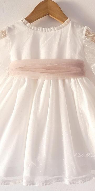 Vestido ceremonia bebe tul topo con fajín camel Coco Acqua Ceremonia 60443 [5]