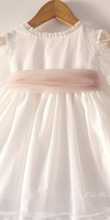 Vestido ceremonia bebe tul topo con fajín camel Coco Acqua Ceremonia 60443 [6]