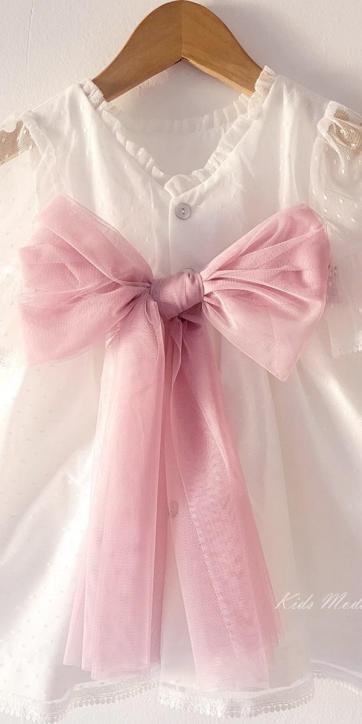 Vestido ceremonia bebe tul topo con fajín rosa lila Coco Acqua Ceremonia 60443 [5]