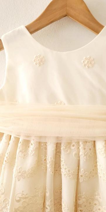 Vestido Ceremonia Arras para Niña en Tul Beige Bordado – Kids Moda Infantil [6]