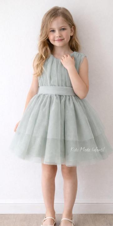 Vestido ceremonia niña de tul verde agua Nekenia 2521820 [3]