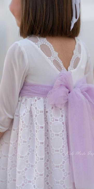 Vestido de Ceremonia y Arras Niña 2026 – Familia 1 Eva Martínez Artesanía en Gasa Bordada y Tul Lila [2]