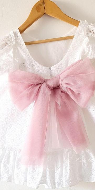 Vestido ceremonia niña blanco bordado con fajín tul rosa lila Nekenia 2521802 Personalizable [6]