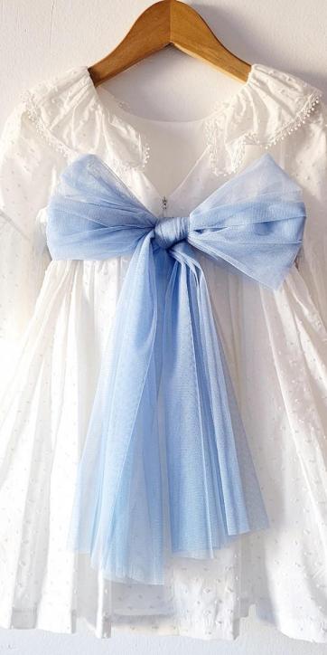 Vestido ceremonia niña media manga plumeti y tul azul Coco Acqua Ceremonia 60433
