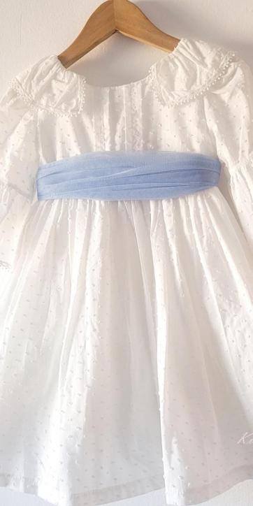 Vestido ceremonia niña media manga plumeti y tul azul Coco Acqua Ceremonia 60433 [1]