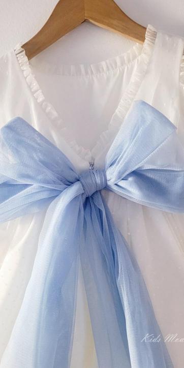 Vestido ceremonia niña tul topo con fajín azul Coco Acqua Ceremonia 60444 [6]