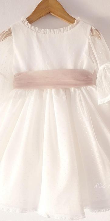 Vestido ceremonia niña tul topo con fajín camel Coco Acqua Ceremonia 60444 [2]