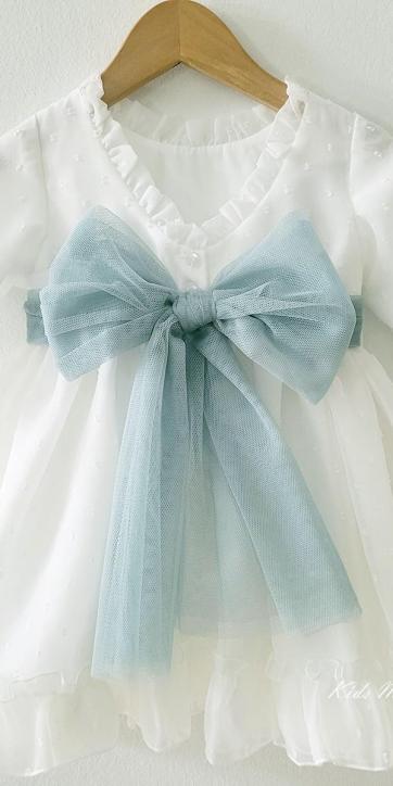 Vestido arras niña manga larga plumeti cristal y fajín verde empolvado 32111ML [3]