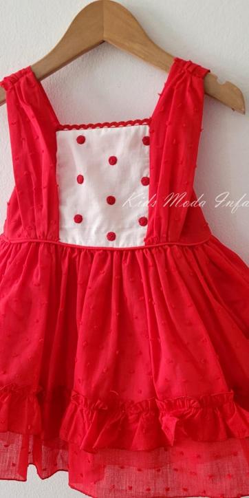 Vestido niña vestir plumeti rojo de tirantes Basmartí [4]