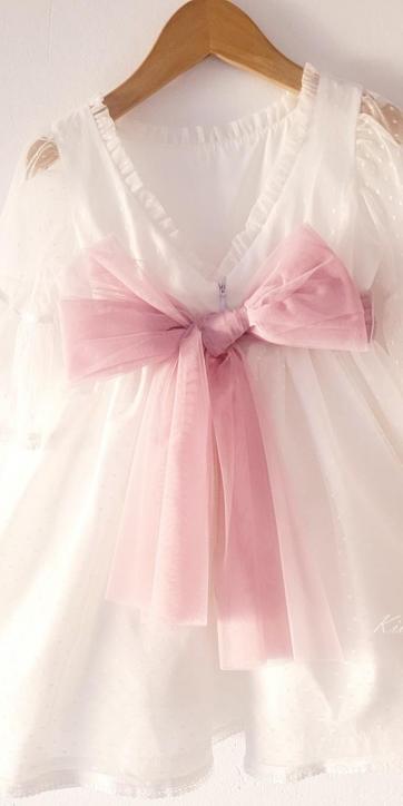 Vestido ceremonia niña tul topo con fajín rosa lila Coco Acqua Ceremonia 60444 [2]