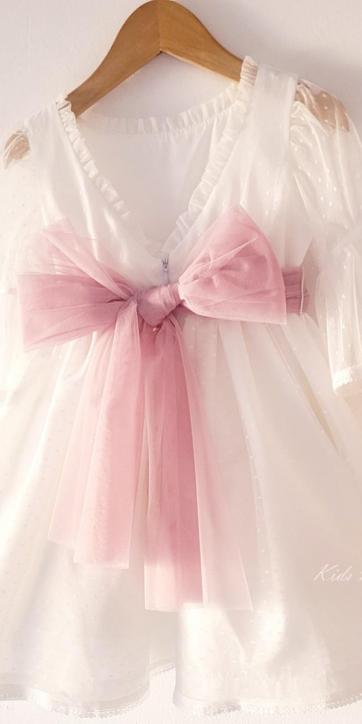 Vestido ceremonia niña tul topo con fajín rosa lila Coco Acqua Ceremonia 60444 [4]