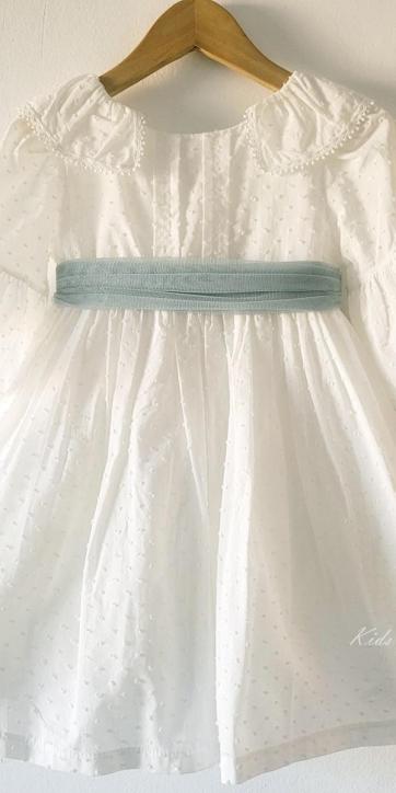 Vestido ceremonia niña media manga plumeti y tul verde empolvado Coco Acqua Ceremonia 60433 [2]