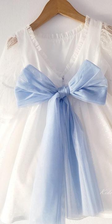 Vestido ceremonia niña tul topo con fajín azul Coco Acqua Ceremonia 60444 [5]