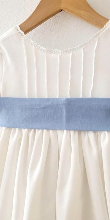 Vestido arras niña rustico con fajín lino azul Eva Martinez Artesanía 40412 [7]