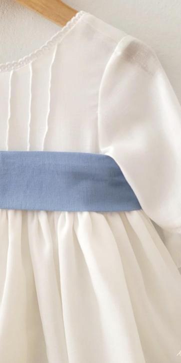 Vestido arras niña rustico con fajín lino azul Eva Martinez Artesanía 40412 [5]
