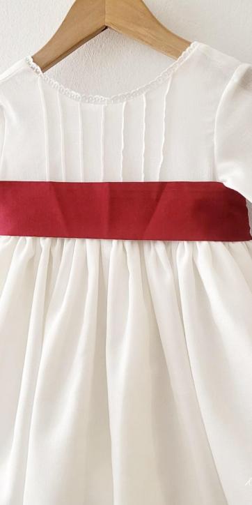 Vestido arras niña rustico con fajín sarga burdeos Eva Martinez Artesanía 40412 [7]