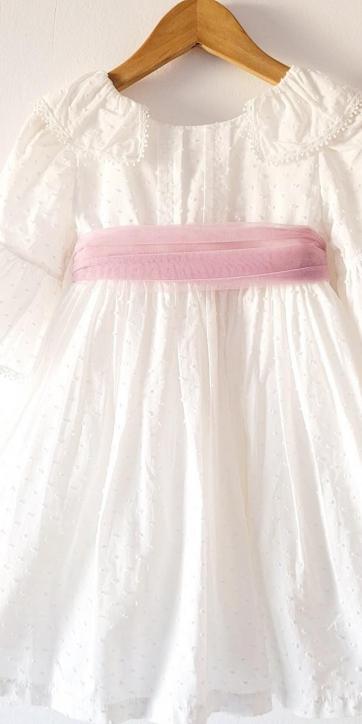 Vestido ceremonia niña media manga plumeti y tul rosa lila Coco Acqua Ceremonia 60433