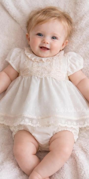 Jesusito bautizo niña tul beige con braguita Eva Martínez Artesanía familia 1