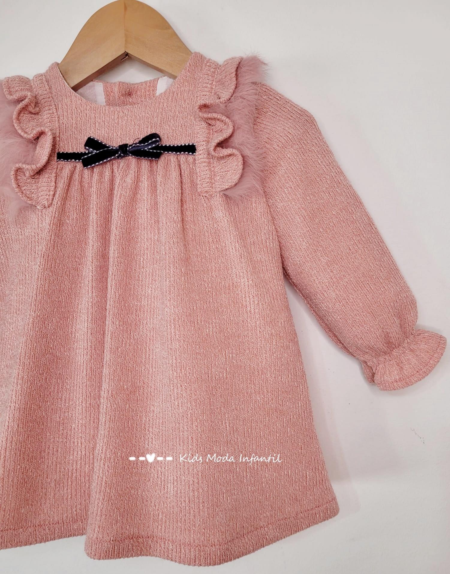 Itaca preparar Rectángulo Cuka Moda Infantil Vestido bebe punto rosa empolvado de Cuka Moda Infantil