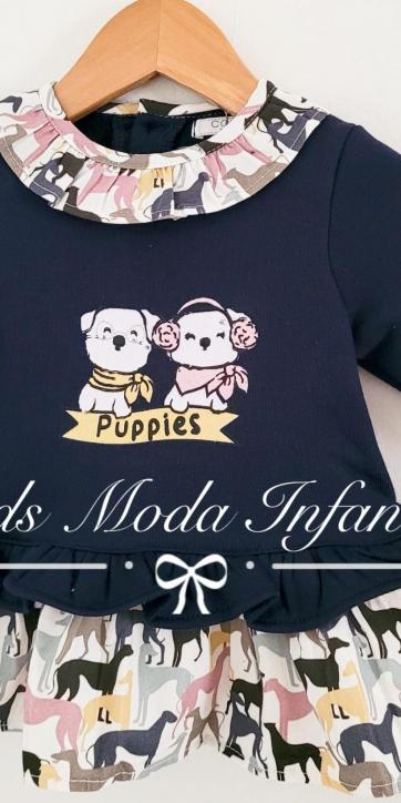 Vestido bebe felpa con perritos Puppies de Coco Acqua [0]