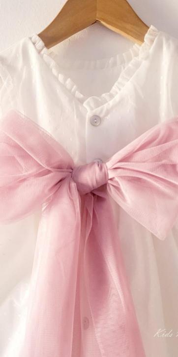 Vestido ceremonia bebe tul topo con fajín rosa lila Coco Acqua Ceremonia 60443 [3]