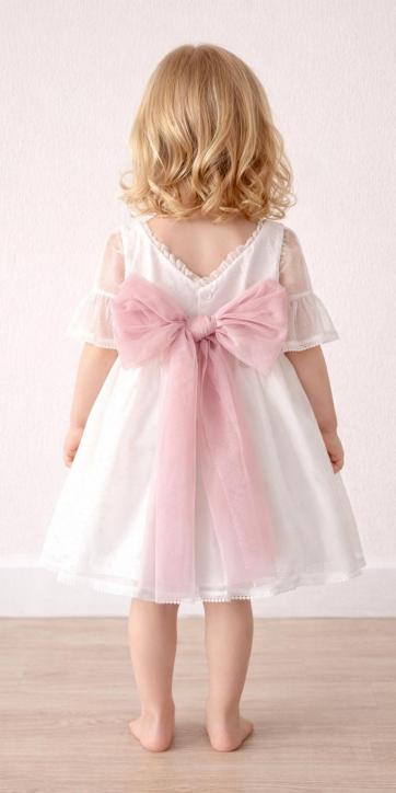 Vestido ceremonia bebe tul topo con fajín rosa lila Coco Acqua Ceremonia 60443 [2]