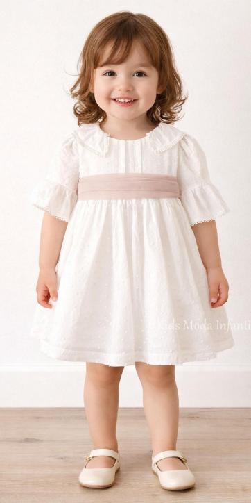 Vestido ceremonia bebe media manga plumeti y tul camel Coco Acqua Ceremonia 60432