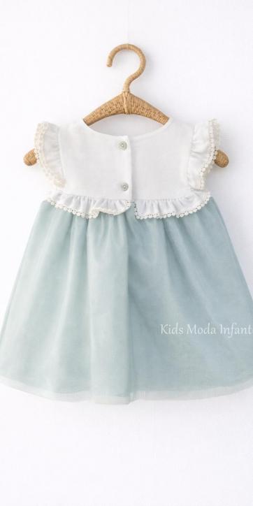 Jesusito Bebé Ceremonia y Arras en Tul Verde Agua Empolvado con Canesú Bordado – Fabricación Española | Kids Moda Infantil [3]