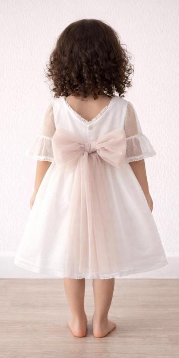 Vestido ceremonia bebe tul topo con fajín camel Coco Acqua Ceremonia 60443 [2]