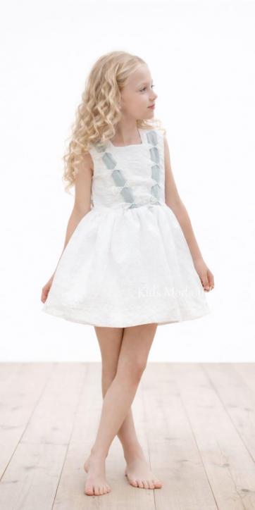 Vestido ceremonia y arras niña blanco roto y verde agua Nekenia 2621832 – Kids Moda Infantil