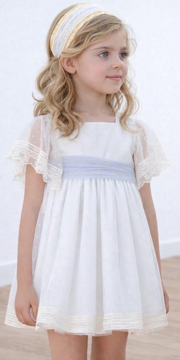 Vestido Ceremonia y Arras Niña Tul Beige Topito – Eva Martínez Artesanía [2]