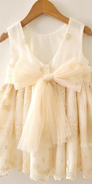 Vestido Ceremonia Arras para Niña en Tul Beige Bordado – Kids Moda Infantil [3]