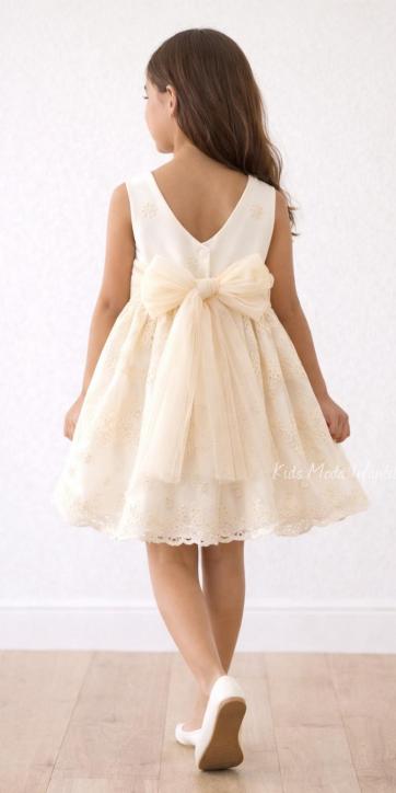 Vestido Ceremonia Arras para Niña en Tul Beige Bordado – Kids Moda Infantil [5]