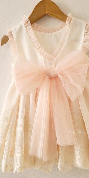 Vestido Ceremonia Arras para Niña en Tul Beige y Melocotón – Kids Moda Infantil [3]