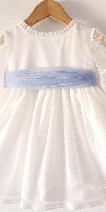 Vestido ceremonia bebe tul topo con fajín azul Coco Acqua Ceremonia 60443 [2]