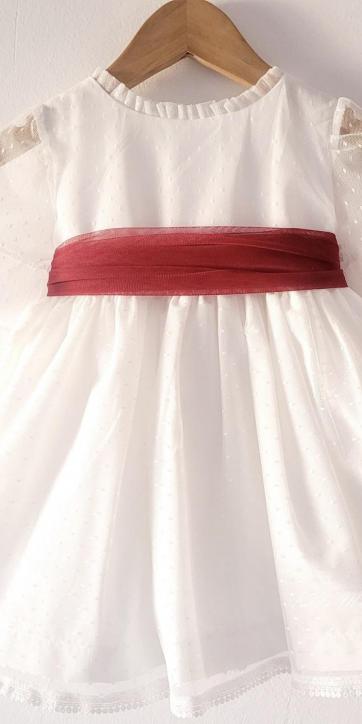 Vestido ceremonia bebe tul topo con fajín burdeos Coco Acqua Ceremonia 60443 [2]