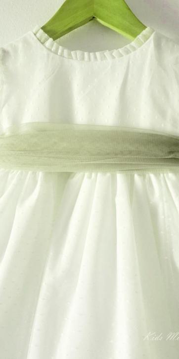 Vestido ceremonia bebe tul topo con fajín verde oliva Coco Acqua Ceremonia 60443 [1]