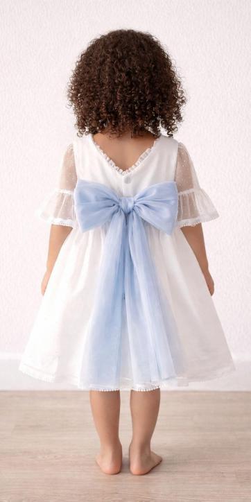 Vestido ceremonia bebe tul topo con fajín azul Coco Acqua Ceremonia 60443 [2]