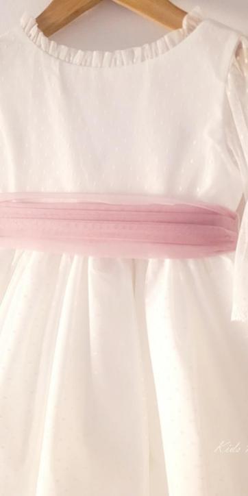 Vestido ceremonia niña tul topo con fajín rosa lila Coco Acqua Ceremonia 60444 [5]
