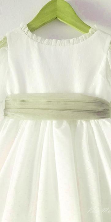 Vestido ceremonia niña tul topo con fajín verde oliva Coco Acqua Ceremonia 60444 [2]