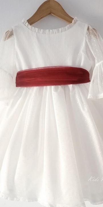 Vestido ceremonia niña tul topo con fajín burdeos Coco Acqua Ceremonia 60444 [5]