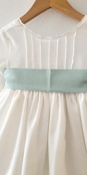 Vestido arras niña rustico con fajín lino verde agua Eva Martinez Artesanía 40412 [7]