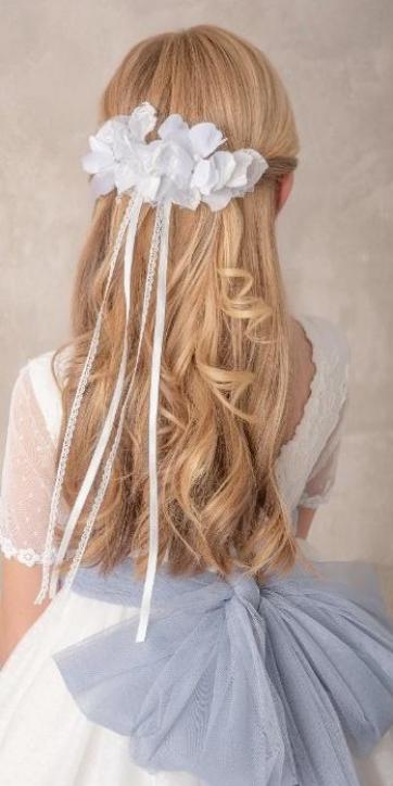 Vestido Comunión Nekenia 2621813 azul empolvado tul blanco roto – Kids Moda Infantil [1]