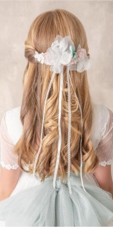 Vestido Comunión Nekenia 2621813 verde agua tul blanco roto – Kids Moda Infantil [4]