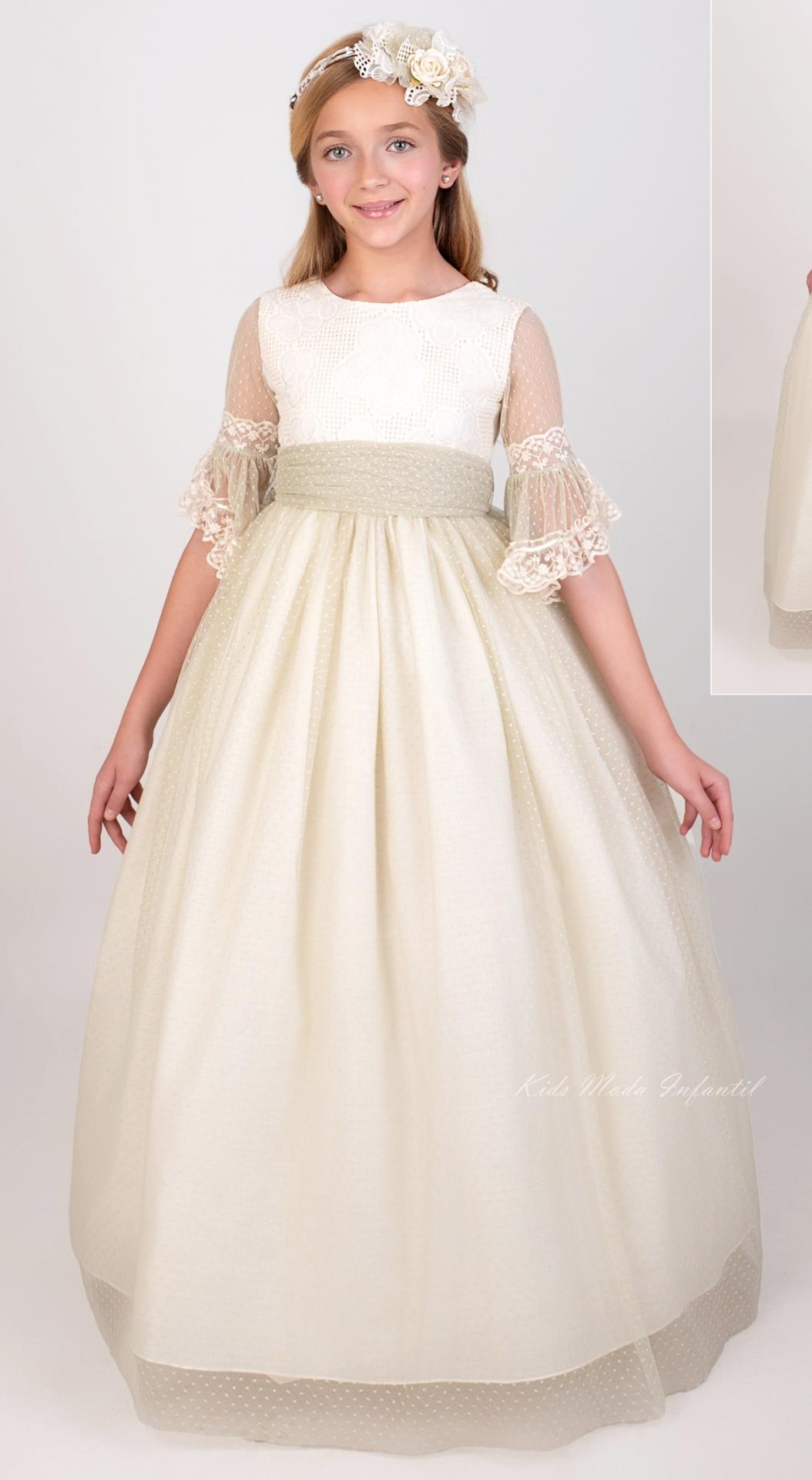 Vestido de Comunión Nekenia 2621816 Verde Caqui – Colección 2026